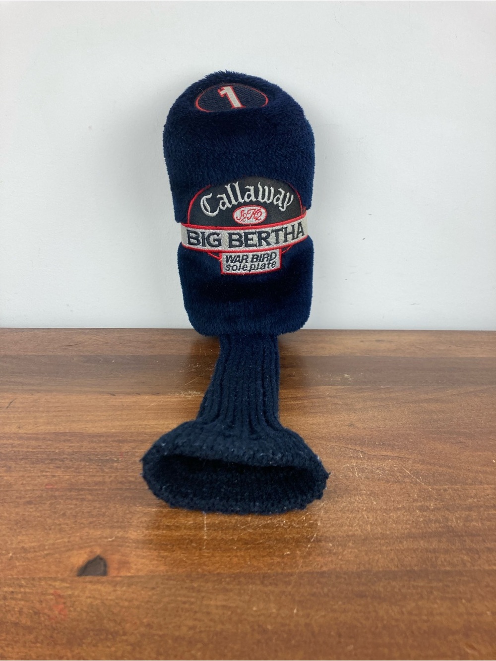 CALLAWAY BIG BERTHA 1 WAR BIRD CLUB HEAD COVER ONE WOOD DRIVER NAVY BLUE WHITE